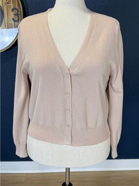 Soft Knit Button Front Cardigan Sweater Blush Pink | XL
